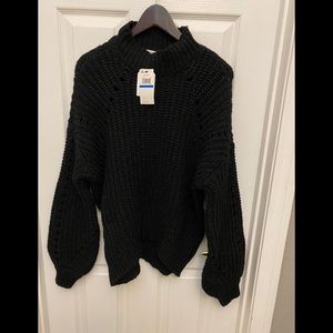 EMBOSSED Black Knitted Sweater XL NEW NWT REV $69